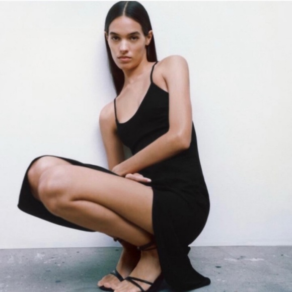 Zara NWOT black cross back dress - Picture 2 of 8